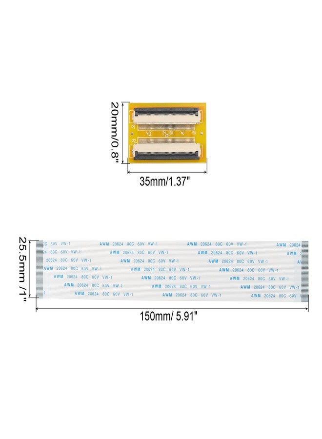 MECCANIXITY FFC FPC 50 Pin 0.5mm Pitch PCB Extension Connector Board with 5 Pack 0.5mm Pitch 150mm Flexible Flat Cable Kit - Image 2